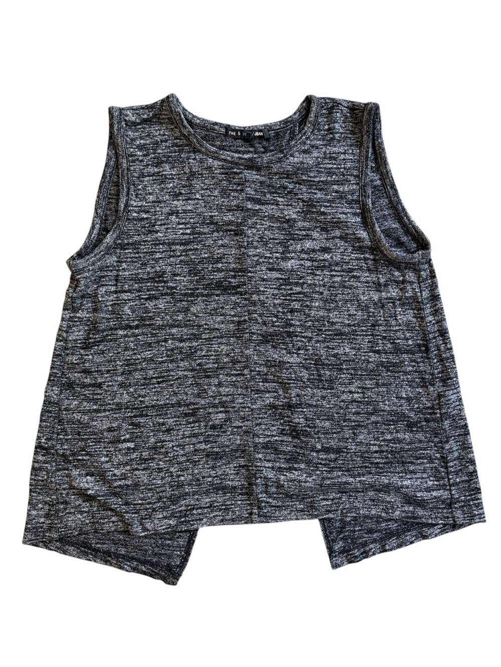 Rag & Bone Sleeveless Open Back Heathered Black and Gray Sleeveless Top